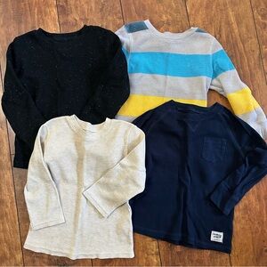 Colorful Kids Long Sleeve Waffle Knit Crew Tops Set 3T